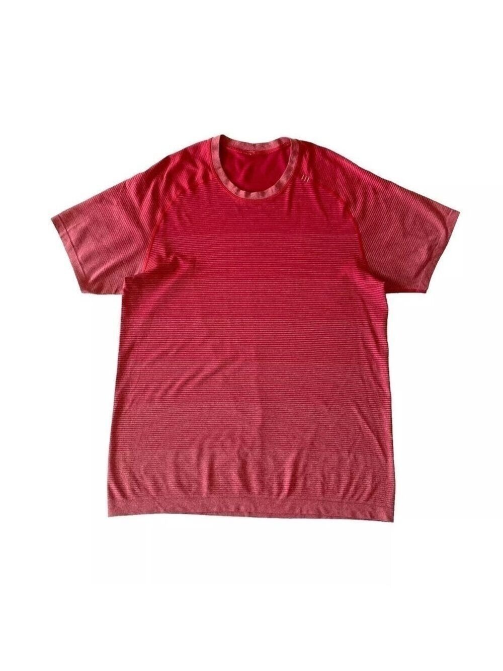 Lululemon Men's Metal Vent Tech Short Sleeve Shirt Striped Heathered Red Size L